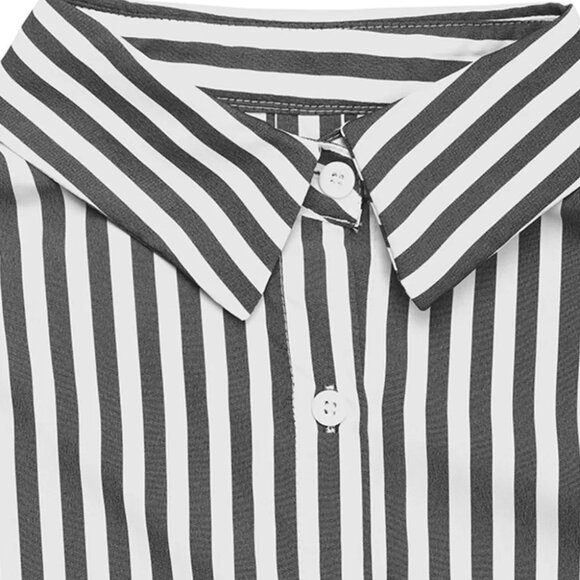 ✨NWT Boutique Striped Oversized Button-Up Shirt - Picture 7 of 11